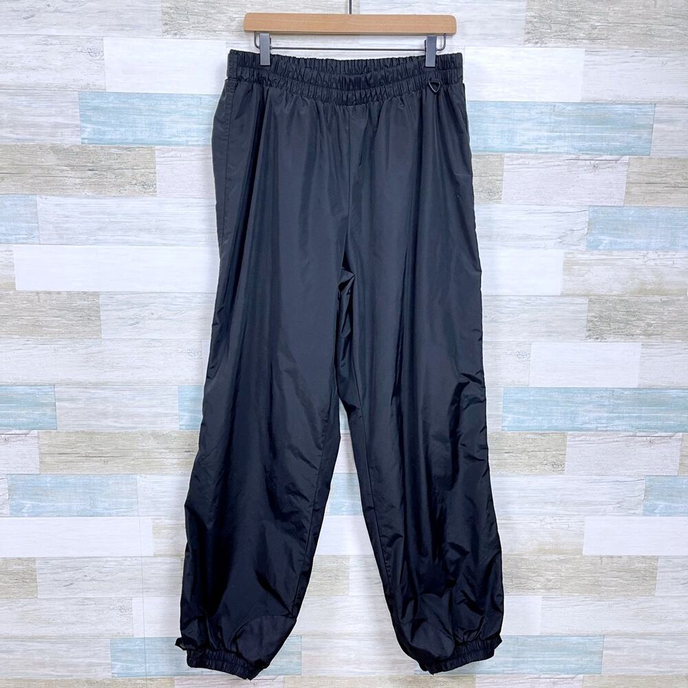 Columbia Vintage Nylon Rain Pants Black Lined Elastic Waist Outdoors Mens XL